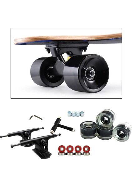 Alaşım 7 '' Kaykay Kamyon Köprü Rulmanlar Longboard Tekerlekler Rulo Anahtarı Şeffaf Siyah (Yurt Dışından)