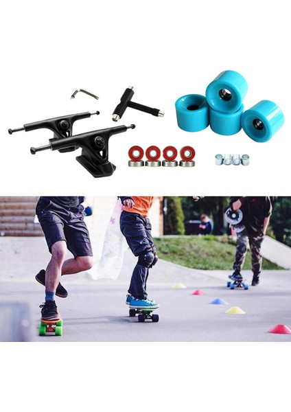 Alaşım 7 '' Kaykay Kamyon Köprü Rulmanlar Longboard Tekerlekler Rulo Anahtarı Mavi (Yurt Dışından)