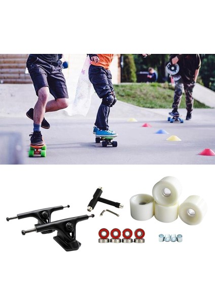 Alaşım 7 '' Kaykay Kamyon Köprü Rulmanlar Longboard Tekerlekler Rulo Anahtarı Beyaz (Yurt Dışından)