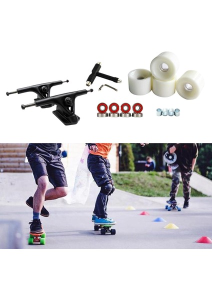 Alaşım 7 '' Kaykay Kamyon Köprü Rulmanlar Longboard Tekerlekler Rulo Anahtarı Beyaz (Yurt Dışından)