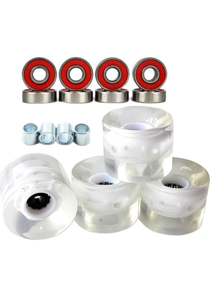 4x Kaykay Tekerlekler Işık Yukarı Glow Flaş Longboard Cruiser Yedek Beyaz (Yurt Dışından)