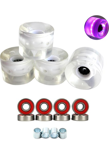 4x Kaykay Tekerlekler Işık Yukarı Glow Flaş Longboard Cruiser Yedek Beyaz (Yurt Dışından)