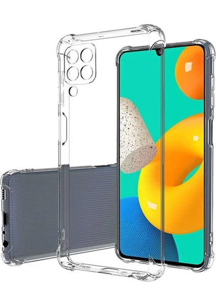 Case World Samsung Galaxy M22 Kapak Kamera Korumalı Şeffaf Airbag Antishock Köşe Korumalı Silikon Kılıf