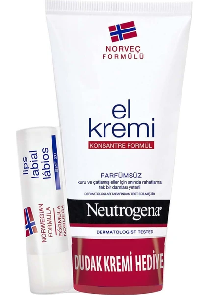 Parfümsüz El Kremi 75ML+DUDAK Bakım Kremi