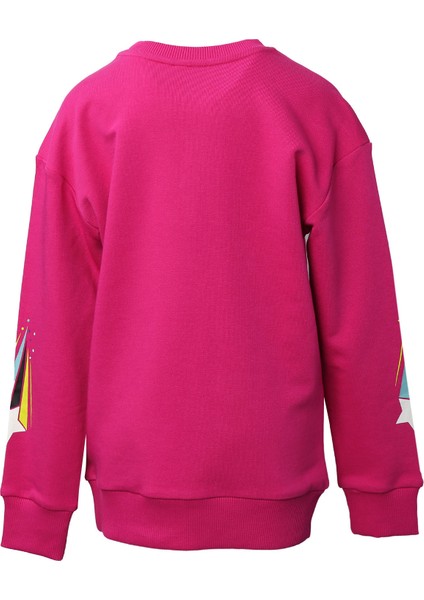 921386-2097 Bisiklet Yaka Regular Fit Baskılı Pembe Kız Çocuk Sweatshirt fiyatları