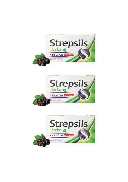 Herbal Kara Mürver Aromalı 16 Pastil 3 Adet