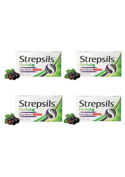 Herbal Kara Mürver Aromalı 16 Pastil 4 Adet