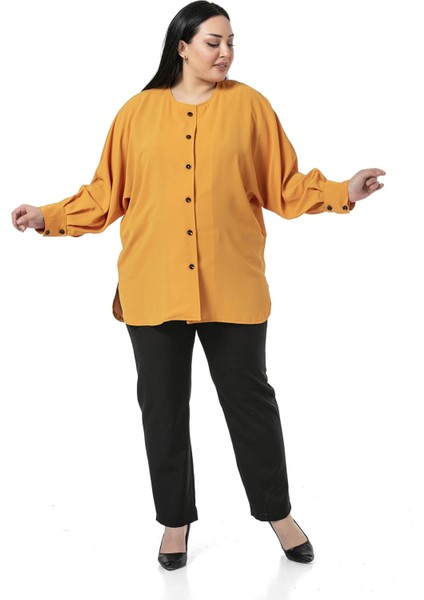 Büyük Beden Beli Yanlardan Lastikli Fermuarlı Paçası Yırtmaçlı Siyah Pantolon fırsatları