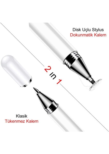 Vestel V Tab Z2 Lte Uyumlu Dokunmatik Kalem Passive Stylus 2in1 Tablet Kalemi Çizim & Yazı Kalemi