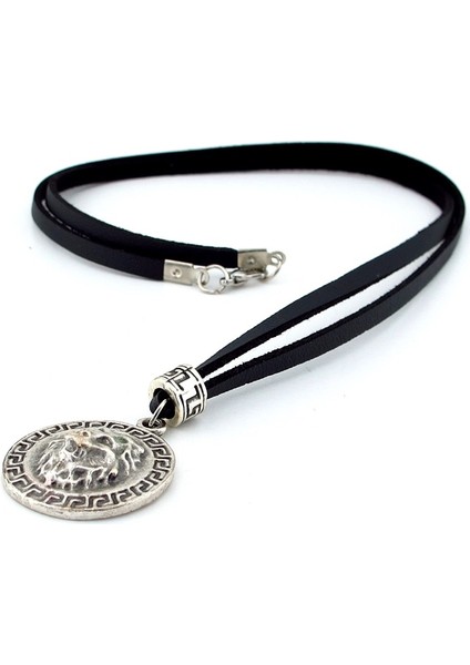 Leo Greek Sembol Aslan Metal Siyah Deri Erkek Kolye Q0445 fiyatları