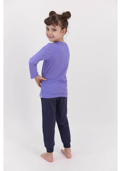 Lisanslı Snow Mor Kız Çocuk Pijama Takımı