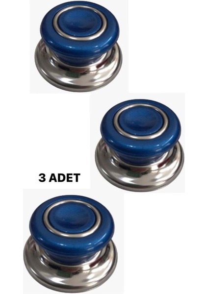 3 Adet Lacivert Tüm Tencere Tava Kapaklarına Uygun Bagalit Tepe Cam Tencere Kapağı Kulpu