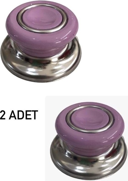2 Adet Lila Tüm Tencere Tava Kapaklarına Uygun Bagalit Tepe Cam Tencere Kapağı Kulpu