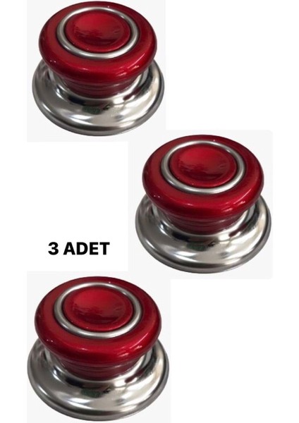 3 Adet Kırmızı Tüm Tencere Tava Kapaklarına Uygun Bagalit Tepe Cam Tencere Kapağı Kulpu