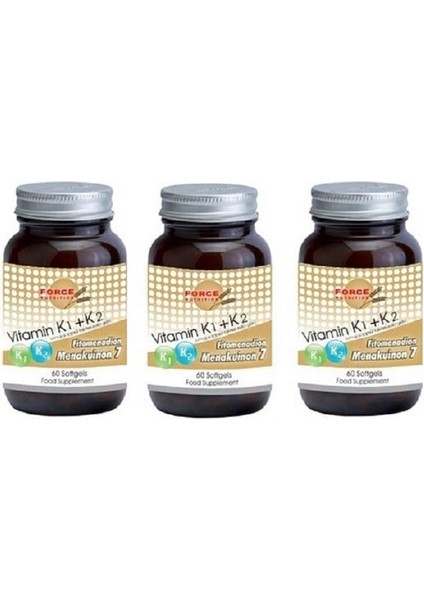 Forcenutrition Vitamin K1 K2 60 Softgel 3 Kutu