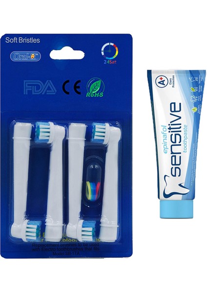 4’lü Oral-B Uyumlu Dış Fırçası Yedek Başlığı Sensitive 90GR Diş Macunu