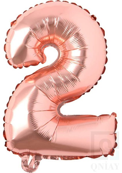 40 cm Bronz Folyo 2 Rakam Balon 16 Inc Parti Sayı Doğumgünü Balonu