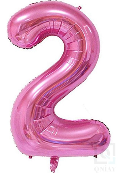 80 cm Pembe Folyo 2 Rakam Balon 34 Inc Parti Sayı Doğumgünü Balonu