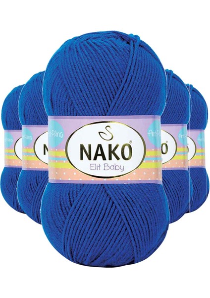 5 Adet Elite Baby El Örgü Ipi Tüylenmeyen Bebek Yünü Saks Mavi 10346