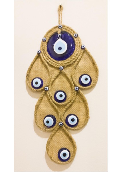 Antioch Artdesign Cam Nazar Boncuklu Hasır Süslü Duvar Bahçe Balkon Süsü Ev Dekor Hediyelik Eşya