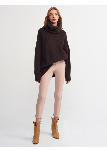 2268 Balıkçı Yaka Geniş Kazak-Koyu Kahve fiyatları