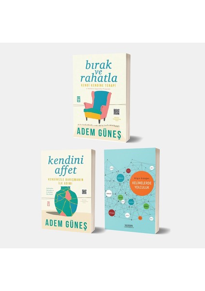 Yüzleşme Yayınları Bırak ve Rahatla - Kendini Affet - Kelimelerle Yolculuk 3 Kitap Set - Adem Güneş