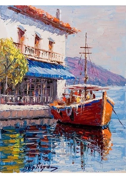 Ege Kasabası Sayılarla Boyama Seti 40X50 cm Tuvale Gerili