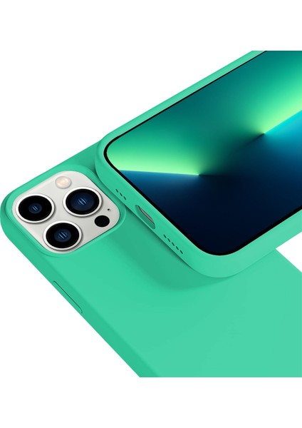 Buff Apple iPhone 13 Pro Max Rubber S Kılıf Cornflower Su Yeşili modelleri