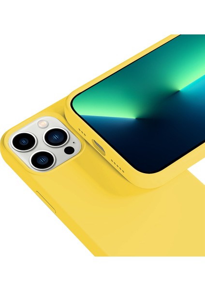 Buff Apple iPhone 13 Pro Max Rubber S Kılıf Yellow Sarı