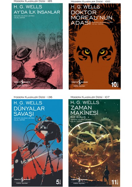 H. G. Wells 4 Kitap Bilimkurgu Seti / Ay'da Ilk Insanlar - Doktor Moreau'nun Adası - Dünyalar Savaşı - Zaman Makinesi