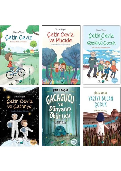 Çetin Ceviz - Çetin Ceviz ve Mucide - Çetin Ceviz ve Gözlüklü Çocuk - Çetin Ceviz ve Çetonya - Gacagucu - Yazıyı Bulan Çocuk - Sinan Yaşar 6 Kitap Set