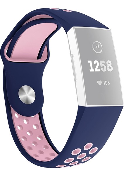 puluz Fitbit Charge 3 Silikon Saat Kayışı Pembe Mavi (Yurt Dışından)
