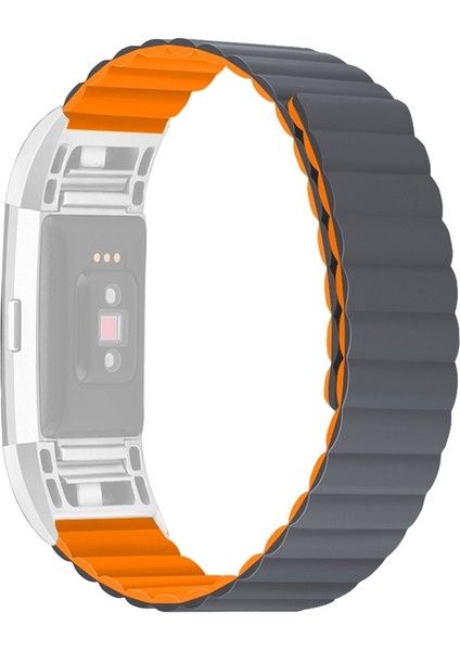 puluz Fitbit Charge 2 Silikon Manyetik Kordonlu Saat Kayışı Gri (Yurt Dışından)