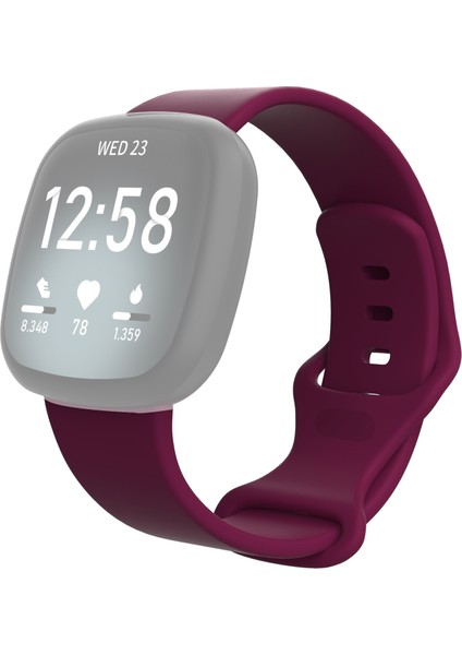puluz Fitbit Versa 3 / Silikon Kordonlu Saat Kayışı Bordo (Yurt Dışından)
