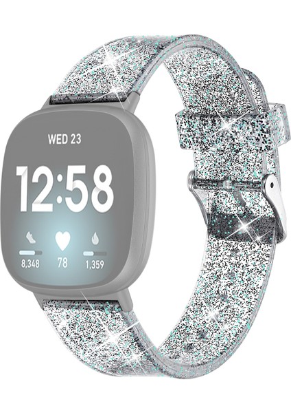 puluz Fitbit Versa 3 Glitter Silikon Kordonlu Saat Kayışı Siyah (Yurt Dışından)