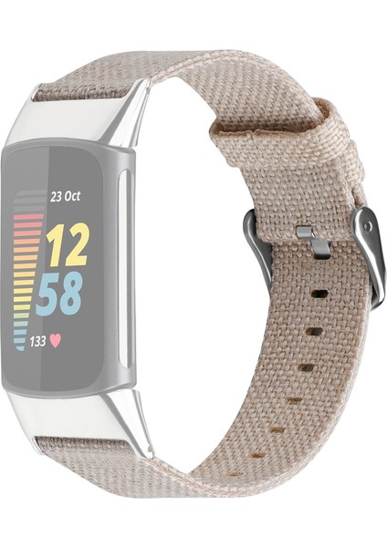 puluz Fitbit Charge 5 Için Kanvas Kordonlu Saat Kayışı Pembe (Yurt Dışından)