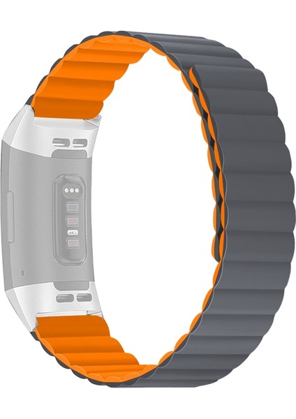 puluz Fitbit Charge 3/4 Silikon Manyetik Kordonlu Saat Kayışı Gri (Yurt Dışından)