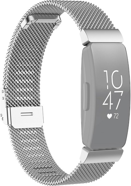 puluz Fitbit Inspire / Inspire Hr / Ace 2 Için Paslanmaz Çelik Metal Hasır Saat Kayışı Gümüş (Yurt Dışından)