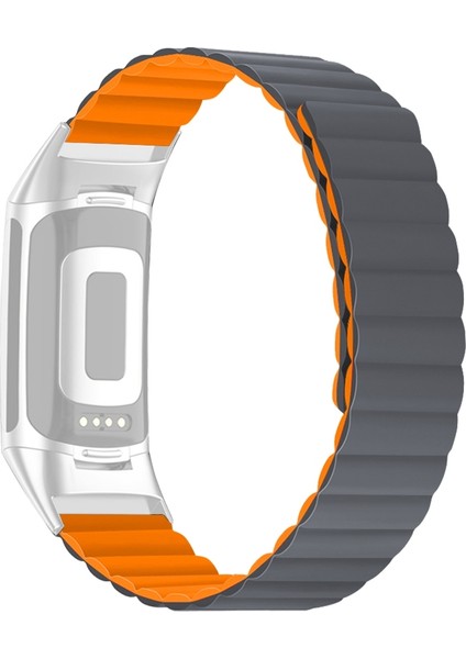 puluz Fitbit Charge 5 Silikon Manyetik Kordonlu Saat Kayışı Gri (Yurt Dışından)