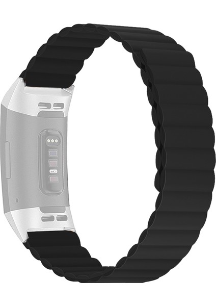 puluz Fitbit Charge 3/4 Silikon Manyetik Kordonlu Saat Kayışı Siyah (Yurt Dışından)