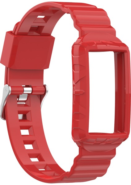 puluz Fitbit Charge 3 Se Silikon Tek Vücut Zırhı Saat Kayışı Kırmızı (Yurt Dışından)