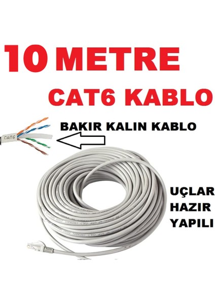 Kalın Bakır Cat6 Internet Kablosu 10 mt