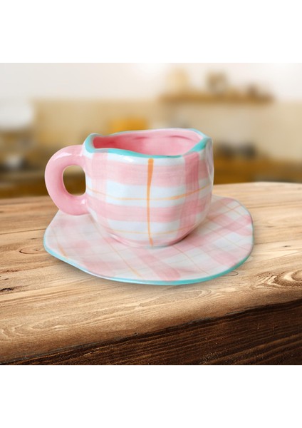 Mısır Gevreği Için Coaster ile Güzel Seramik Kahve Kupalar Sıcak Çikolata Kahvaltı Pembe Beyaz (Yurt Dışından) modelleri