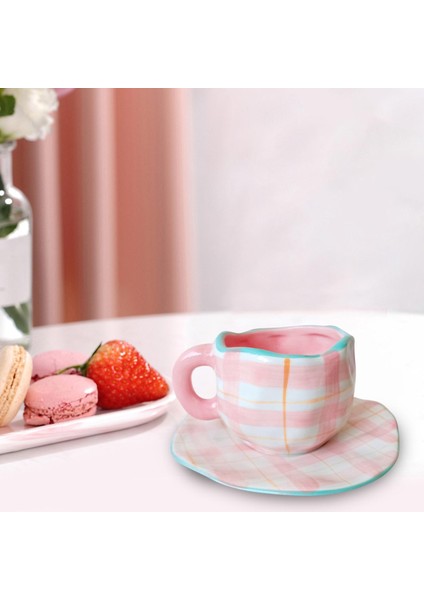 Mısır Gevreği Için Coaster ile Güzel Seramik Kahve Kupalar Sıcak Çikolata Kahvaltı Pembe Beyaz (Yurt Dışından) fırsatları