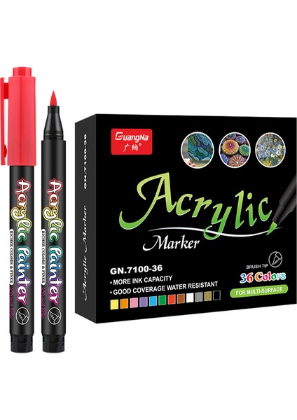 36 Adet Su Bazlı Akrilik Kalem Seti - Çok Renkli (Yurt Dışından)