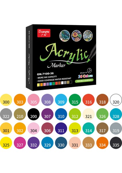 36 Adet Su Bazlı Akrilik Kalem Seti - Çok Renkli (Yurt Dışından) fiyatları