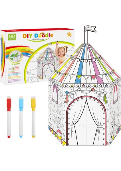 Çocuk Oyun ve Boyama Evi Dıy Boyama ve Boyama Kale Modeli Erkek ve Kız Hediye Oyuncak (Yurt Dışından)