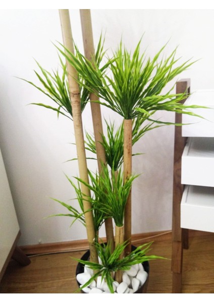 Yapay Püskül Ağacı 1.35 Metre Boyunda Bambu Gövdeli Salon Çiçeği fiyatları