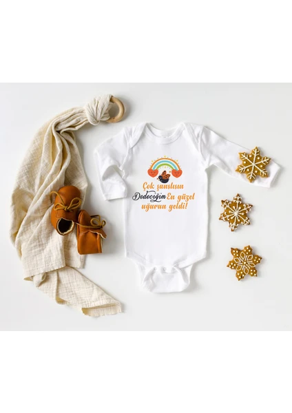 Niles Baby Shop Nilesbabyshop Çok Şanslısın Dedeciğim En Büyük Uğrun Geldi Yazılı Uzun Kol Zıbın