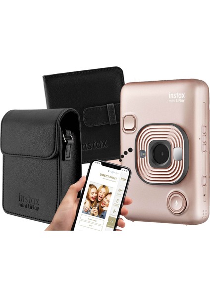 Mini Liplay Hybrid Blush Gold Fotoğraf Makinesi Hediye Seti